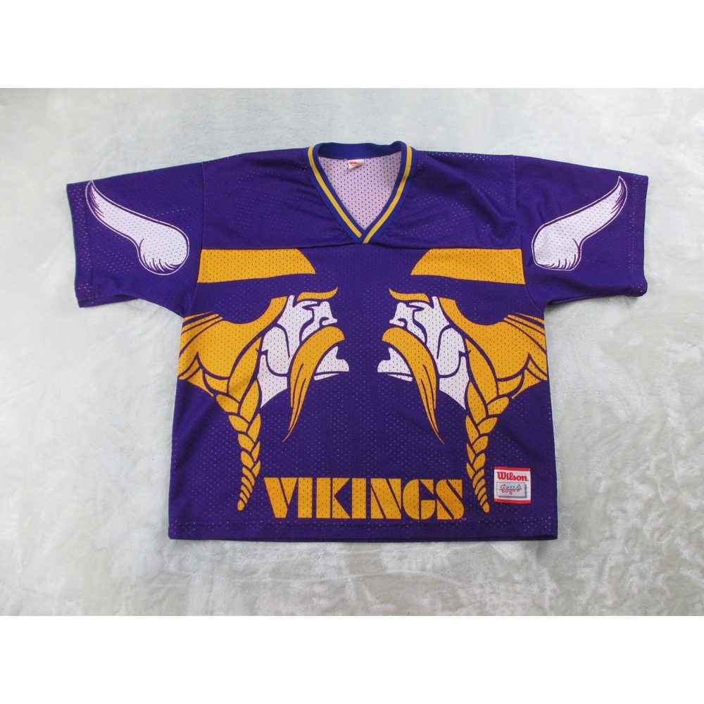 VINTAGE Minnesota Vikings Jersey Mens Medium Purple Wilson NFL Football 90s*